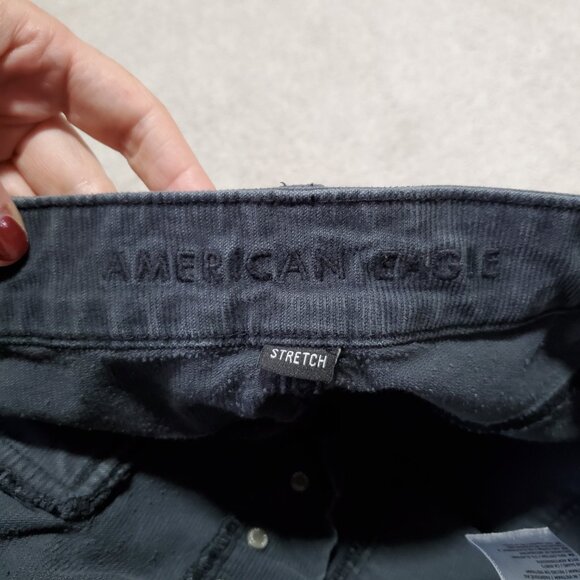 AMERICAN EAGLE Super Hi-Rise Flare Corduroy Pants Patch Pocket Grey Women 8 x 30 - Picture 8 of 14